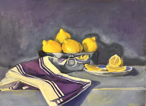 Lemons with Kitchen Towel