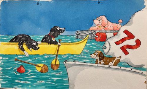 Original Art: Inside PageDogs In Boats 
