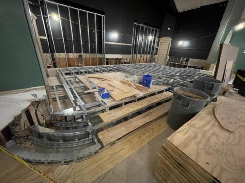 Completed stage framing